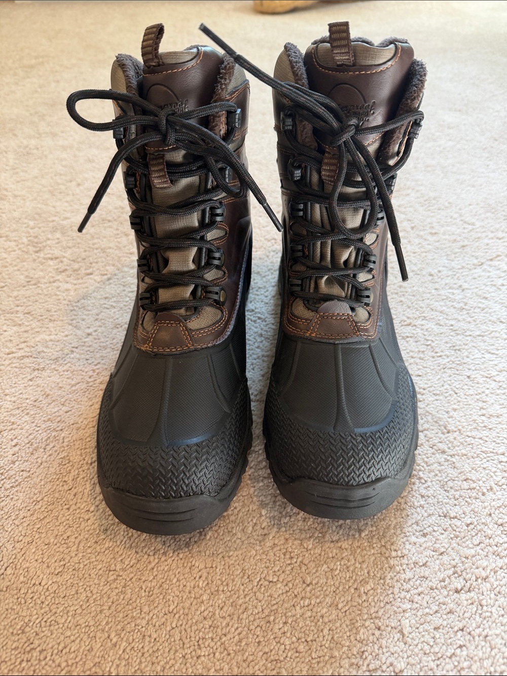 Men's Brown Waterproof Winter Boots - Rugged Lace-Up Outdoor Boots